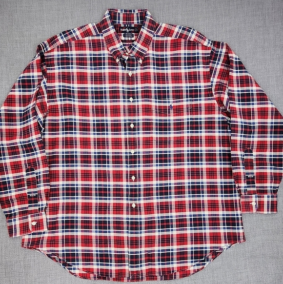 Vintage Ralph Lauren Big Shirt Plaid 100% Cotton Button Down Pocket Shirt. XL - Picture 1 of 9